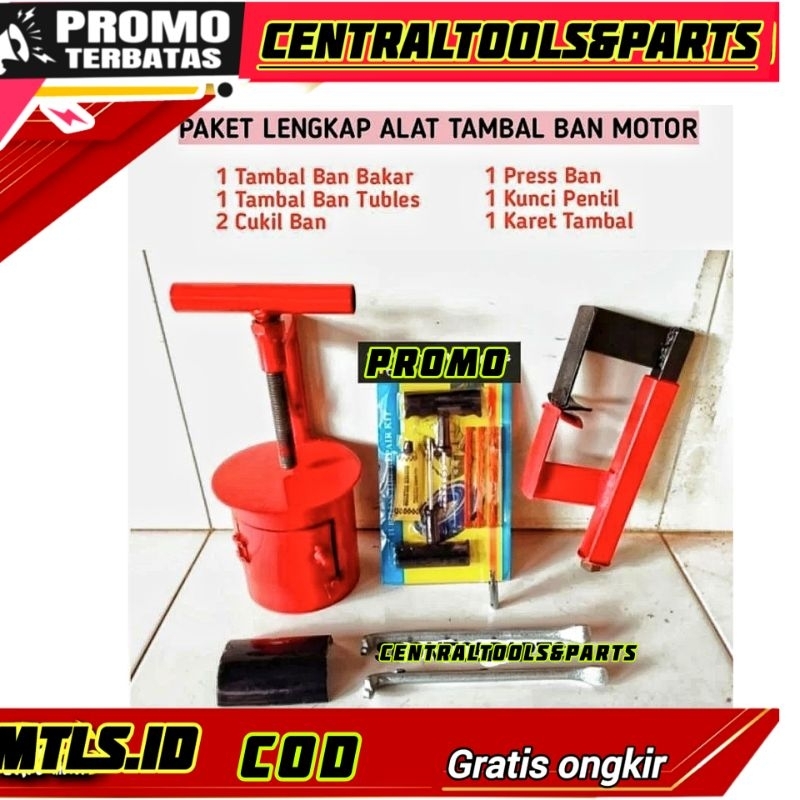 [POMO TERBATAS] PAKET LENGKAP alat tambal ban bakar tubles tubeles sepeda motor press pres ban