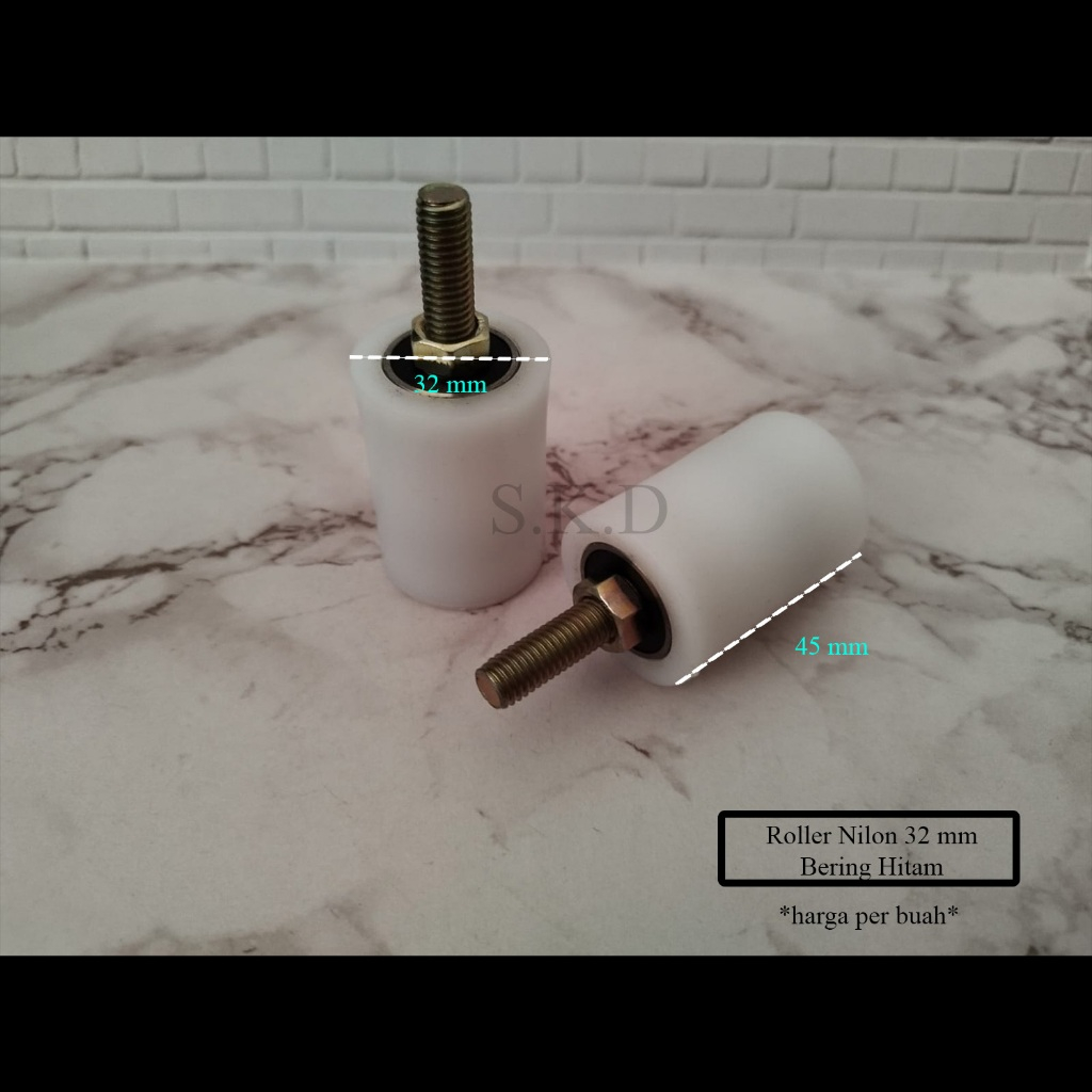 Roller Nilon / Bearing atau Roda Pagar Besi Ukuran 32 mm