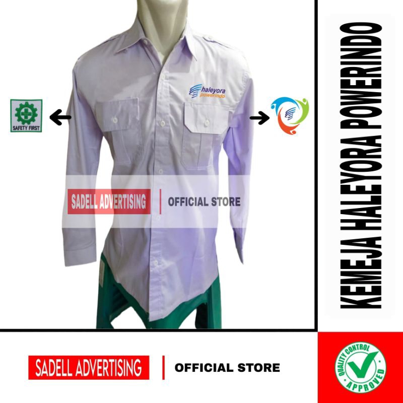 Kemeja HALEYORA POWERINDO Seragam Haleyora Powerindo Putih PDH Lengan Panjang Pria Bordir