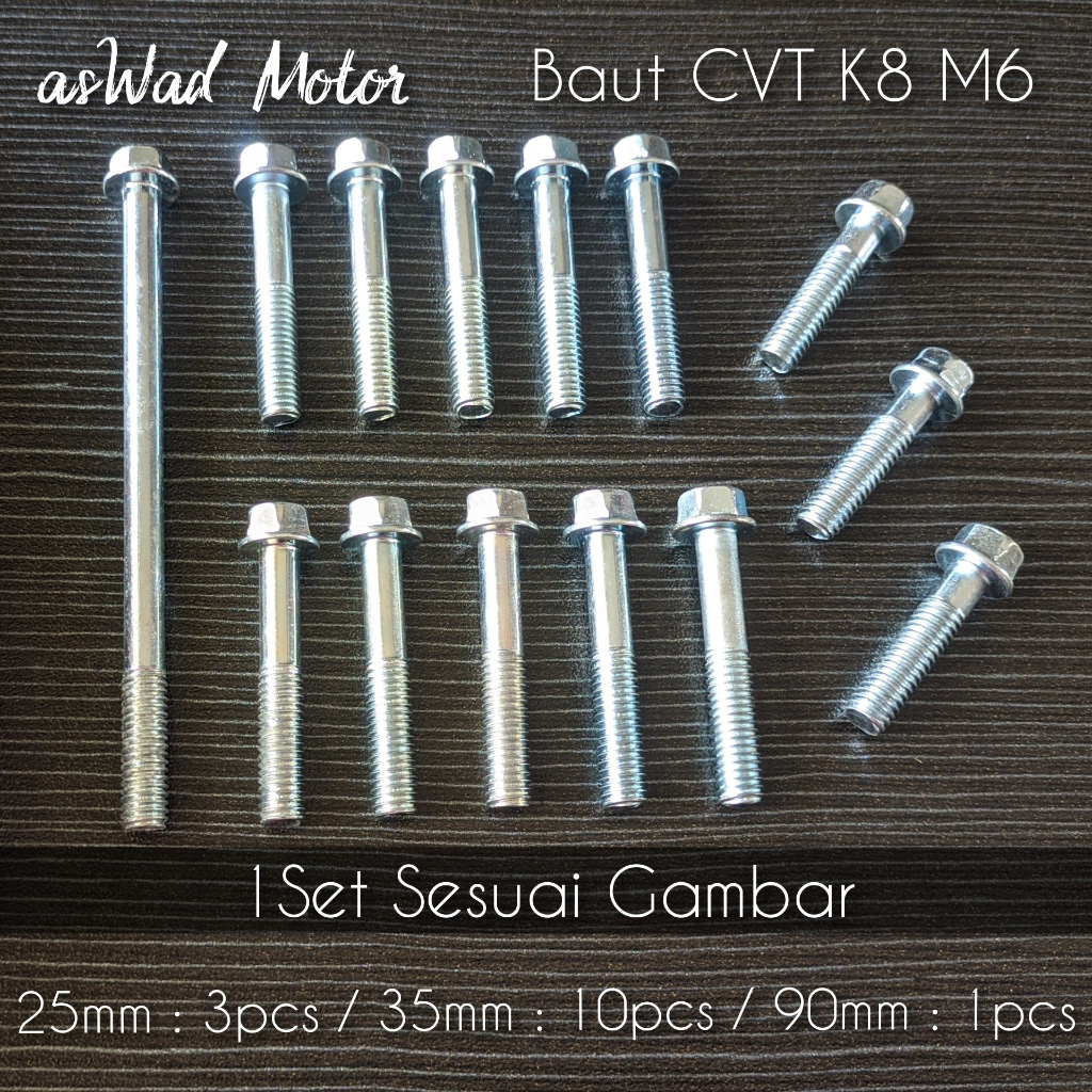 (1SET) BAUT BLOK CVT HONDA BEAT CARBU KARBURATOR KUNCI T8 / BAUT BAK CVT MOTOR / BAUT KRENGKES