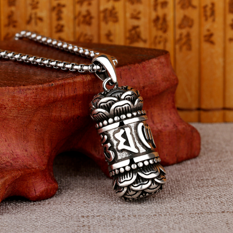 Kalung + Liontin Bentuk Kapsul Tulisan China / Kalung Tabung Tulisan China Ukir / Kalung Liontin Kap