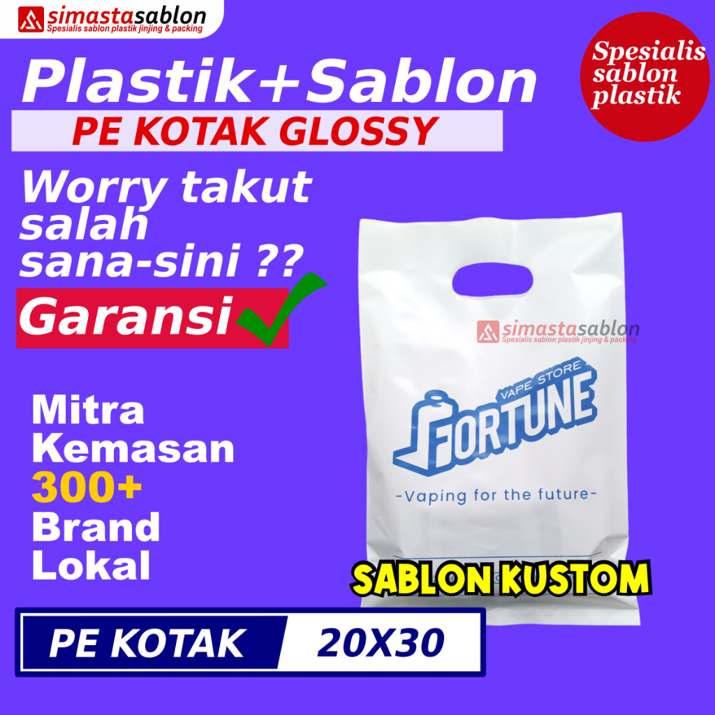 Sablon kantong plastik kresek olshop baju custom PE Plong 20X30 CM glossy garansi – simasta sablon