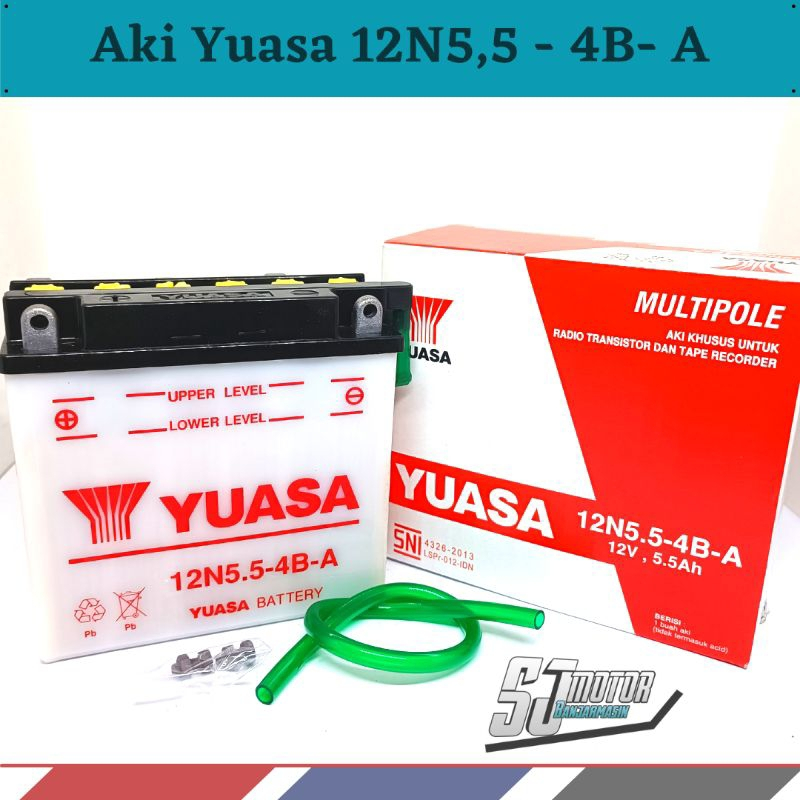 Aki /Accu Yuasa Basah 12N5,5-4B-A (Multipole 5 Titik) Aki Radio Tape Lampu Emergency