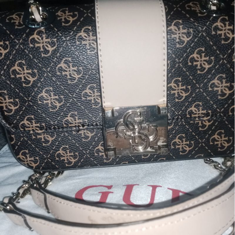 AUTHENTIC 100% PRELOVED GUESS LOGO CITY CROSSBODY COFFEE| PRELOVED GUESS BAG| TAS GUESS| PRELOVED MU