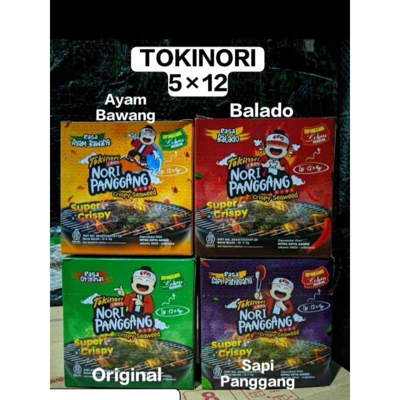 

tokinori panggang 1 dus isi 5 pack x 12 lmbar