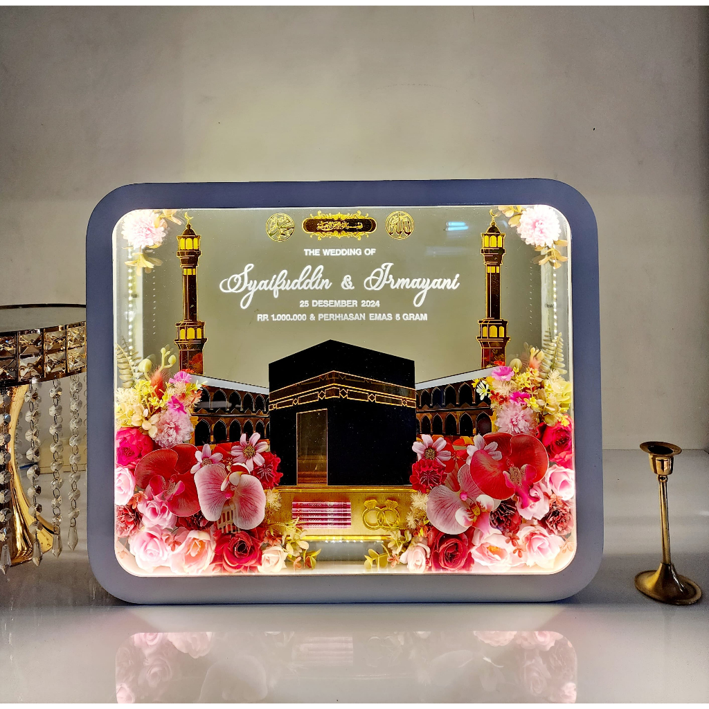 REPLIKAS MAHAR NIKAH KA'BAH LAMPU LED