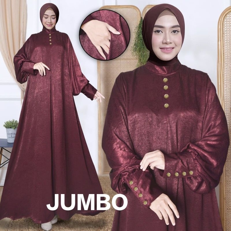Bundayarti - Gamis wanita jumbo terbaru Razima bahan santorini fit to XXXL LD 125