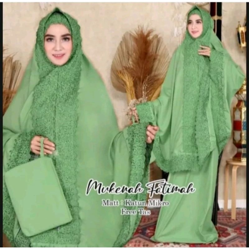 Mukena Dewasa Katun Fatimah Bahan Katun Micro Mukena Terlaris
