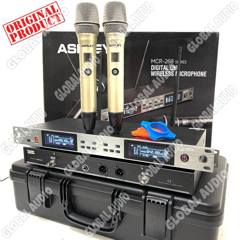 Mic Wireless Ashley MCR 268 Champange Free Koper Original 2bh Microphone Wireless Ashley MCR268 Cham