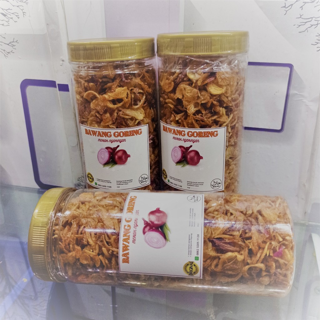 

Bawang merah goreng kemasan 500ml, asli tanpa tepung, renyah dan gurih