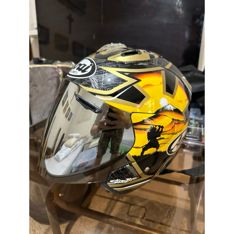 Helm Half face Copy Replica Arai Pedrosa Gold Samurai size L/XL