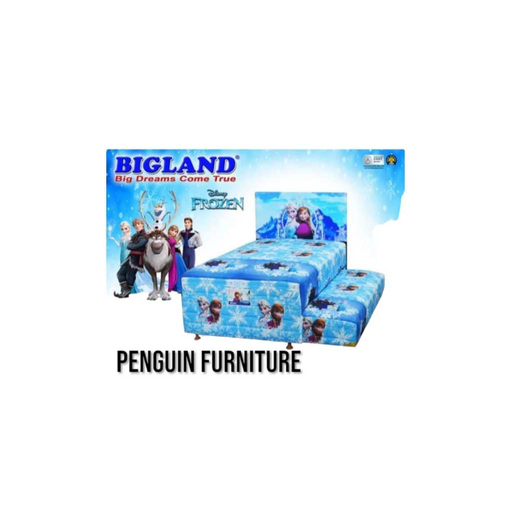 Bigland Frozen Sand 3D Spring Bed 2in1 Ukuran 100-120/spring bed karakter/speing bed 1in 2/pengirima