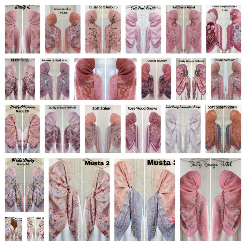 PINK SERIES- Jilbab Segi Empat Motif Voal Premium Pink, Dusty, Mauve, Salem, Peach, Rose, Guava, Bur