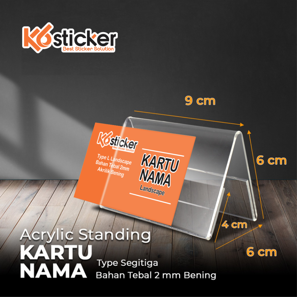 

Papan Nama Akrilik Stand Display Meja Kantor Bisnis Kartu Name Tag Segitiga - Ukuran 6x9cm