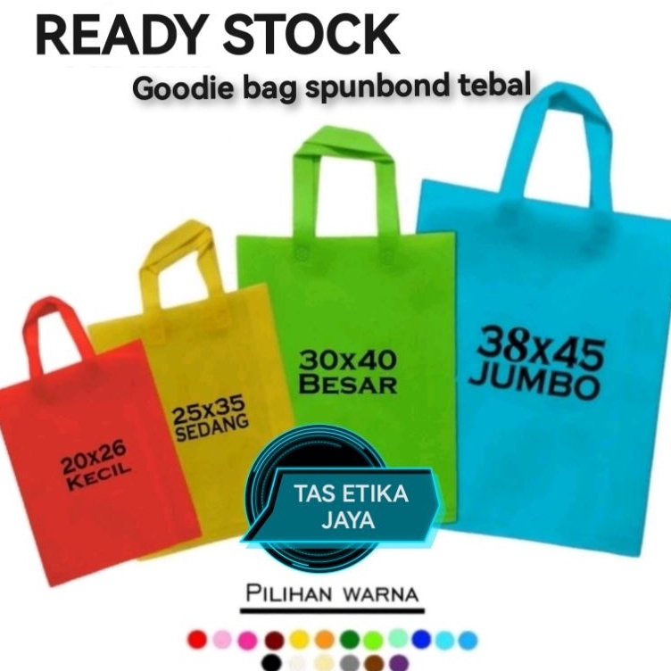 

Diskon Heboh tas press tas spunbond Goodie Bag tali uk jumbobesarkecil 2x25 25x35 3x4 38x45 untuk kantong belanja lipat