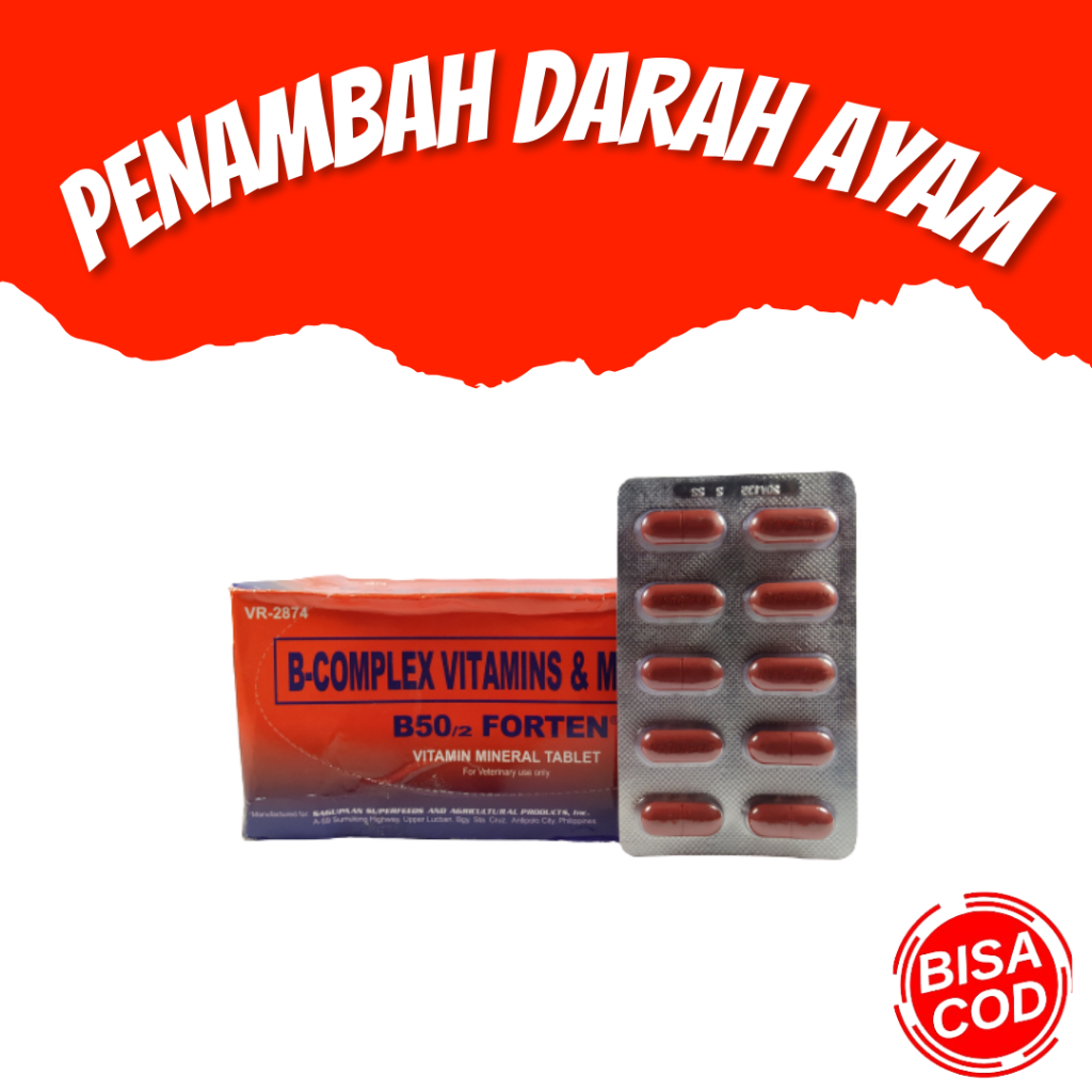 B50 Forten Satu Strip, Obat Ayam Stres, Obat Ayam Mencegah Stres, Obat ayam Anemia