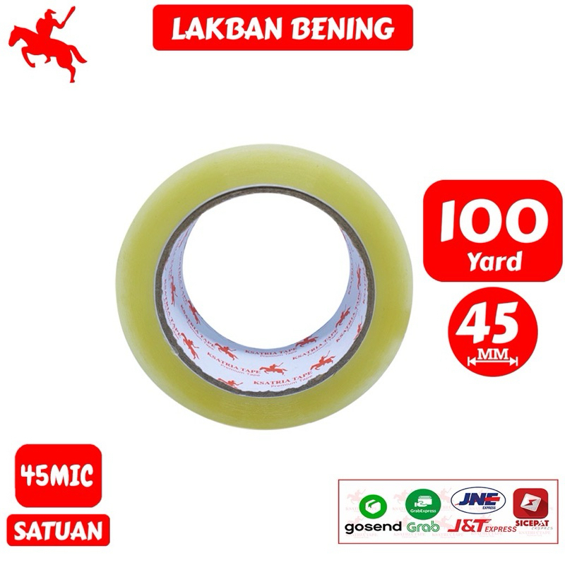 

Lakban Bening KSATRIA Tape 45MM 100 Yard / 80 Yard / 60 Yard / 50 Yard