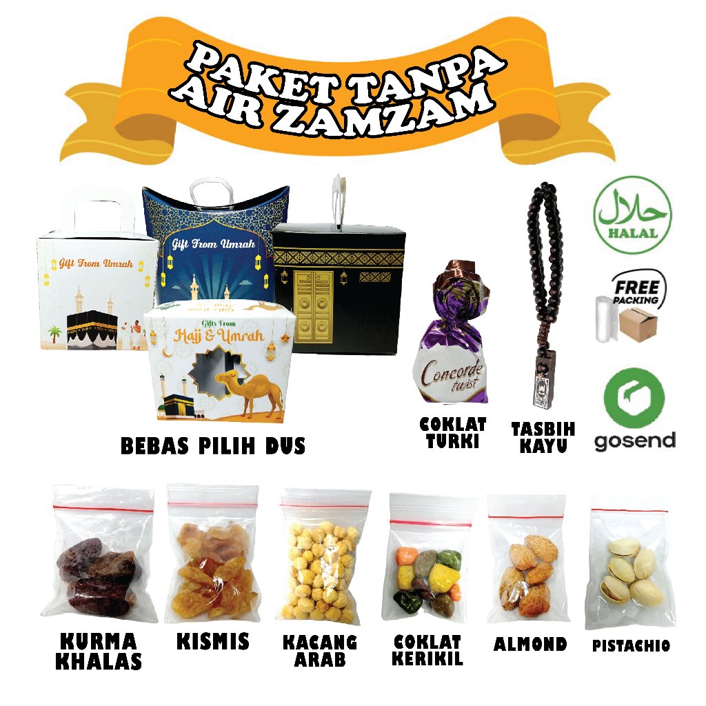 

Oleh Oleh Haji Ekonomis - Tanpa Air Zamzam | Paket Oleh Oleh Umroh Terlengkap