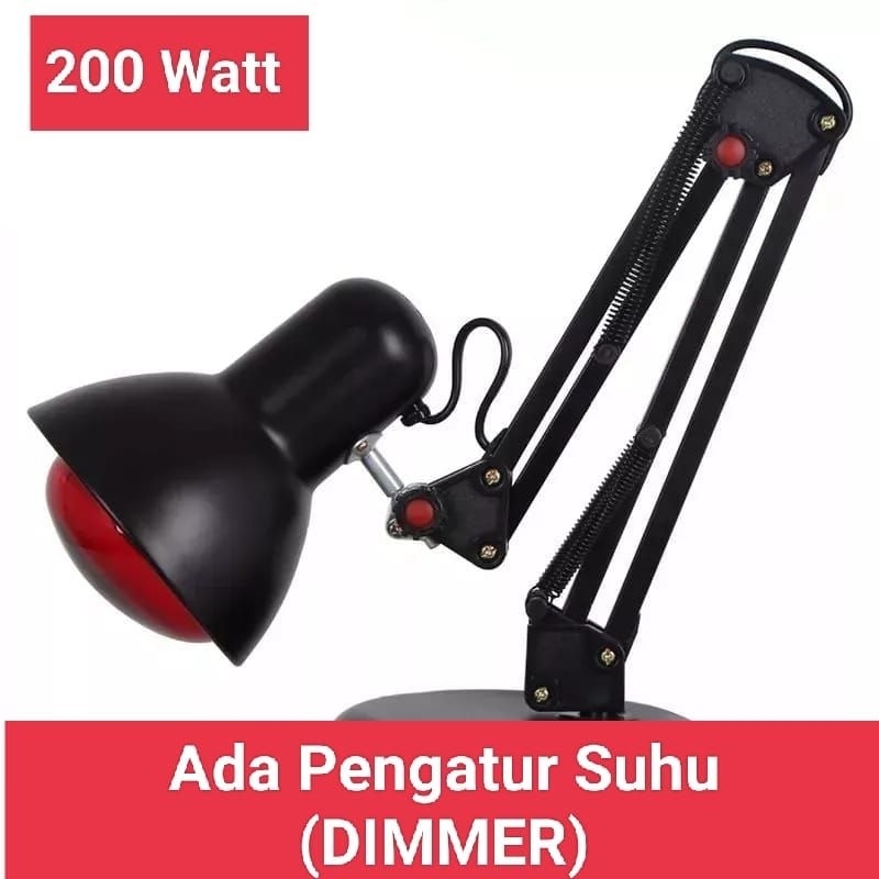 ADA PENGATUR SUHU 1 SET LAMPU INFRARED, STANDING HITAM+LAMPU 200WATT