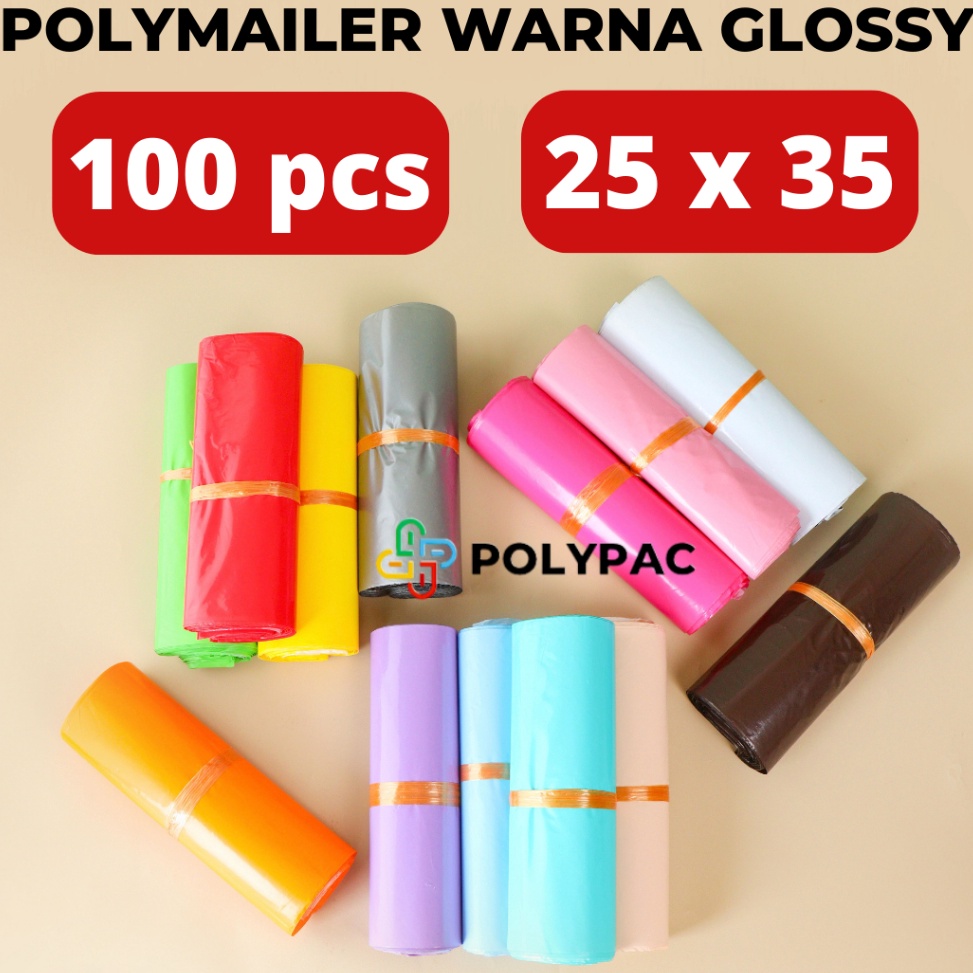 

Promo Harian Polymailer Warna Glossy 25x35 isi 1 pcs Plastik Polymailer Lem Kantong Packing Online