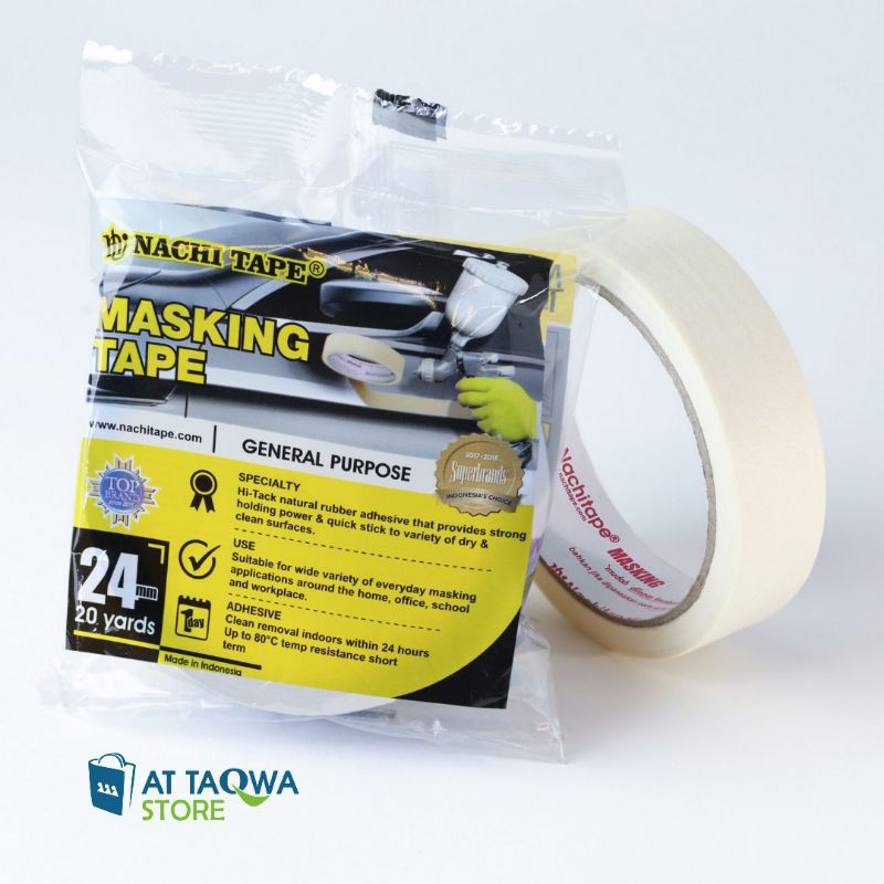 

Masking Tape Nachi Lakban Kertas Cream 24 mm x 20 yard