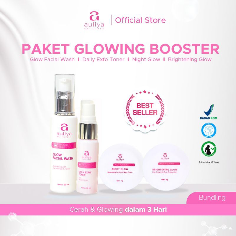 Auliya Skincare Paket Booster Glowing | Skincare halal BPOM | perawatan wajah
