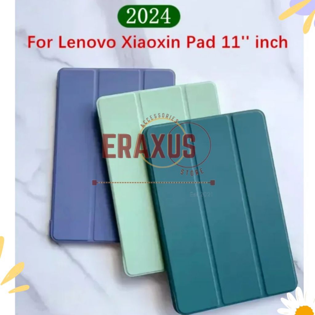 [Eraxus] Tri-Fold Flipcase Silicone Lenovo Xiaoxin Pad 11 2024 Leather Case with Auto Wake - Casing 
