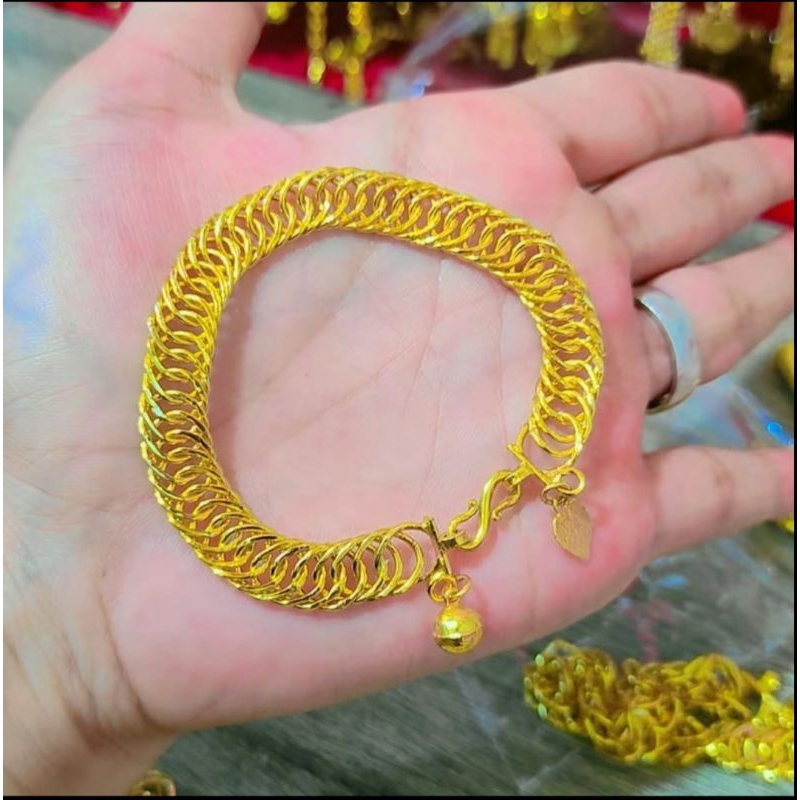 gelang Papan tipis  Lapis lebar 1cm Emas Balut Kristal 24K