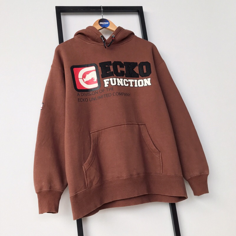 Hoodie ECKO FUNCTION Original Big Logo Vintage Y2K Coklat Brown