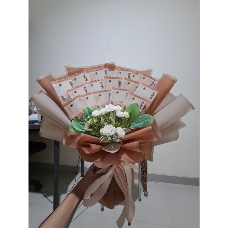 Bouquet Money / Bucket Uang asli pecahan 5k / Bucket wisuda / Bucket lamaran / Bucket hadiah KHUSUS 