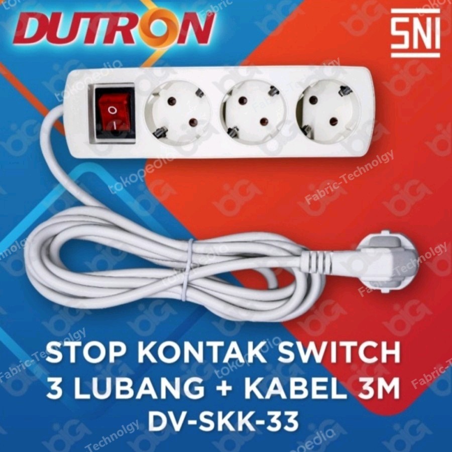 Terminal Stop Kontak + Kabel + Saklar 3 Lubang 5 meter kabel olor