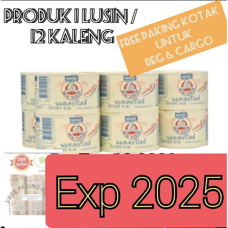 

susu beruang thailand / sterilized milk / bear brand thailand high calcium 1 lusin / 12 kaleng logo halal