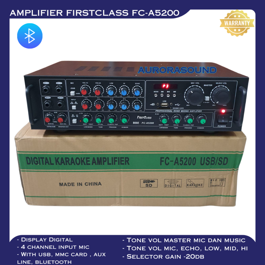 AMPLIFIER FIRSTCLASS FC-A5200 DIGITAL KARAOKE AMPLI FC A5200 BLUETOOTH FM RADIO USB ORIGINAL GARANSI