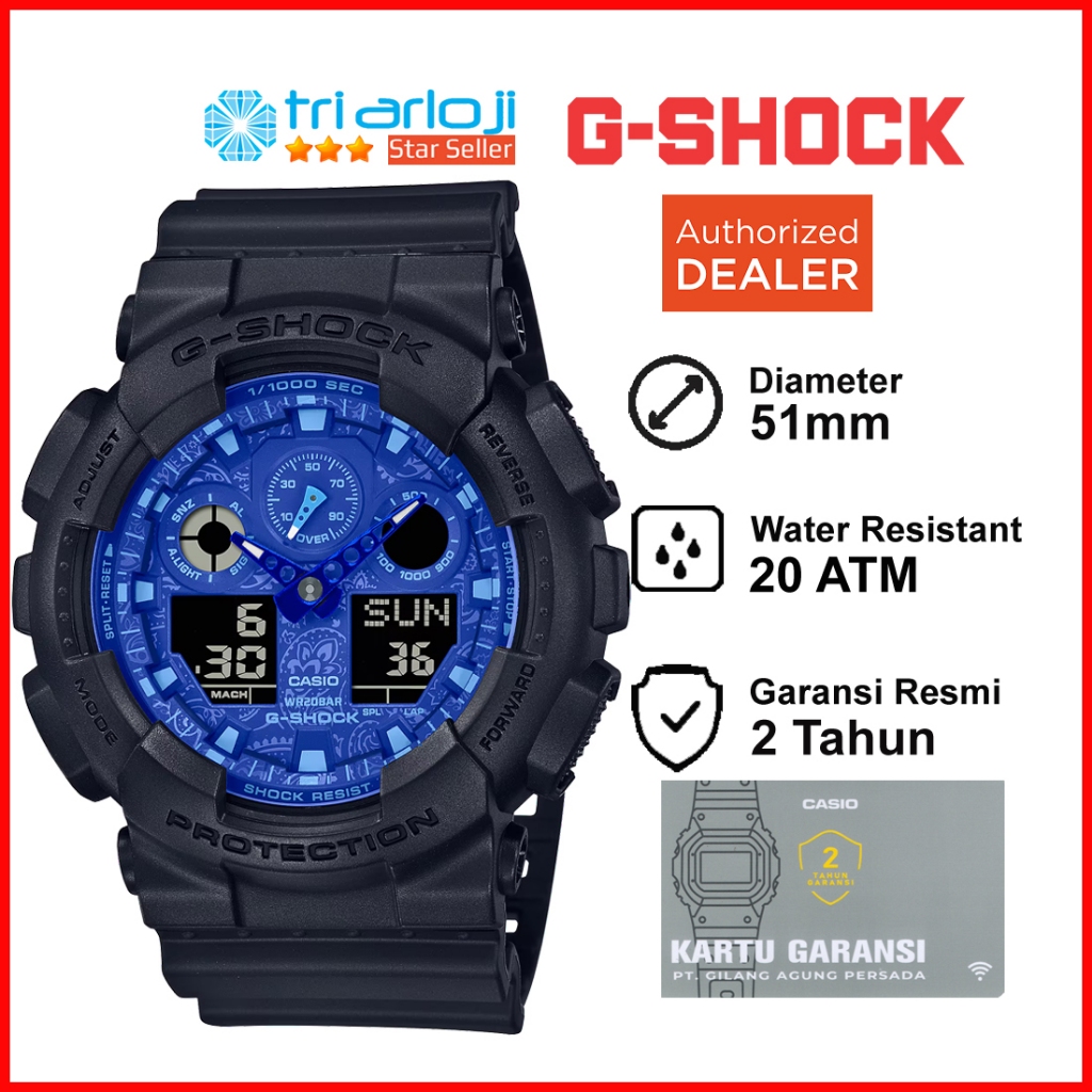 Casio G-Shock GA-100BP-1ADR Jam Tangan Pria Analog Digital Biru GA100 GA100BP GA-100BP-1A