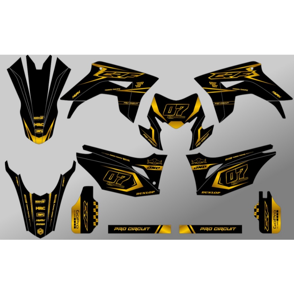 Decal stiker CRF 150L full body custom design HITAM LIST EMAS TERBARU