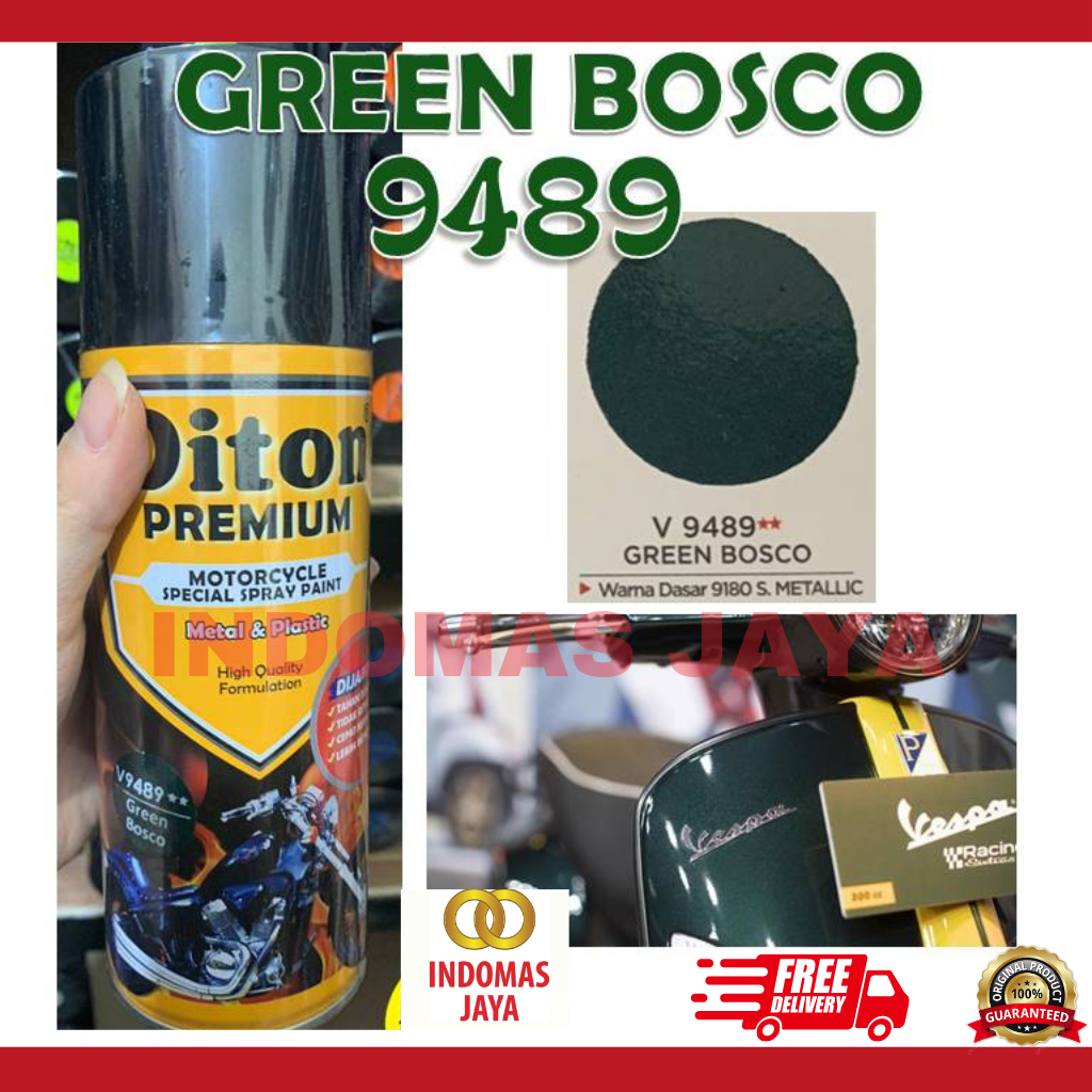 Cat Pilox Diton Premium Vespa Green Bosco V9489** Warna Hijau Tua Gelap Metalik Kilap Pespa pilok py
