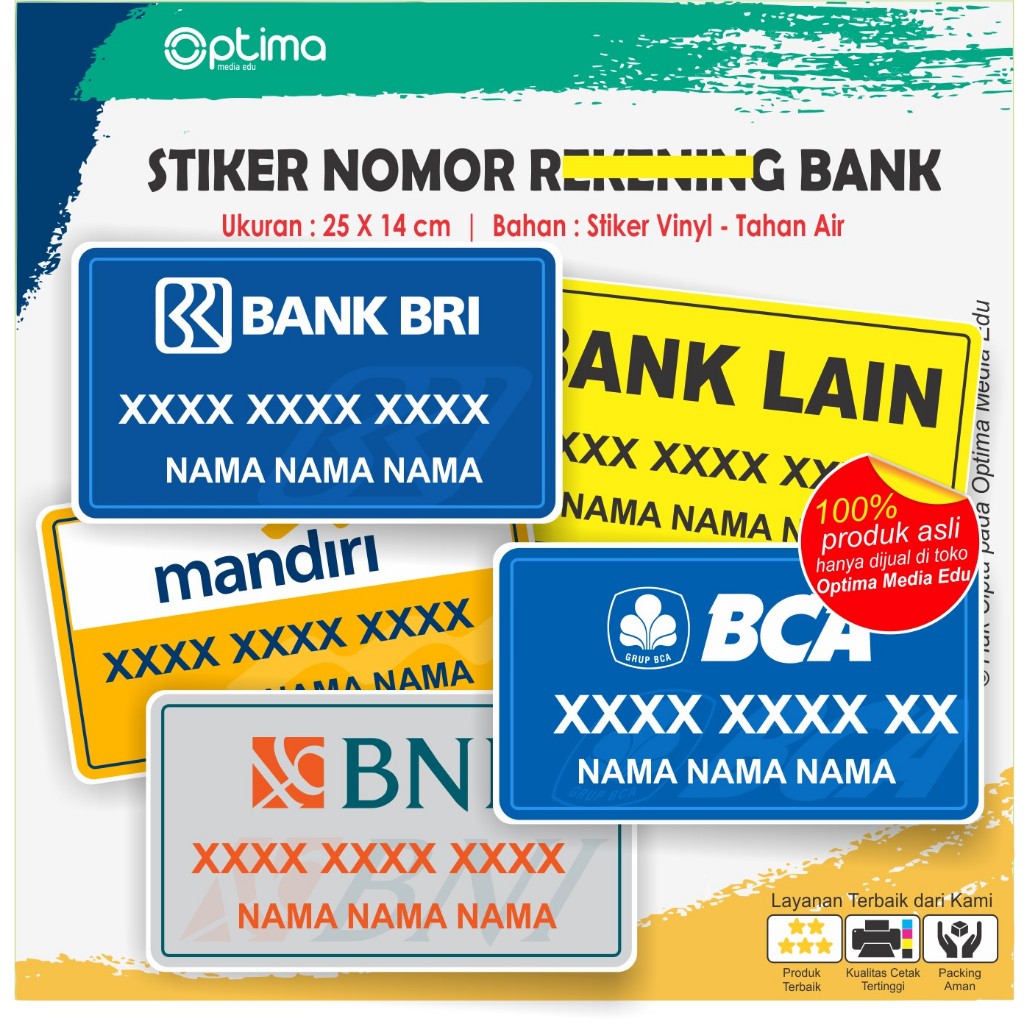 

Cetak Custom Stiker Tulisan Nomor Rekening untuk usaha