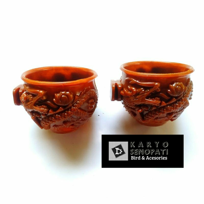 cangkir ukir naga cepuk ukir naga cangkir wadah makan minum burung
