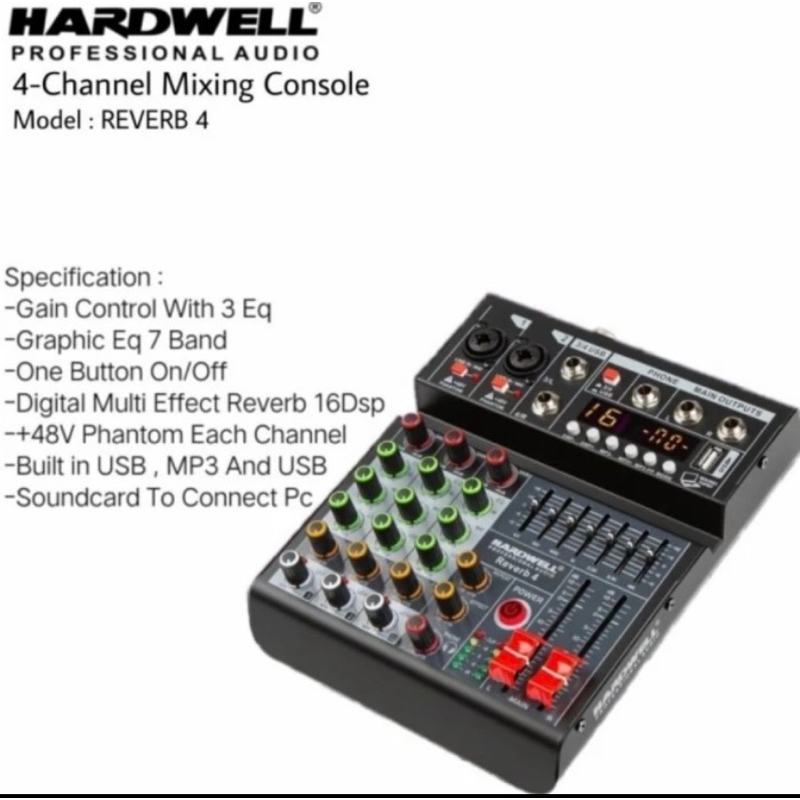 MIXER HARDWELL REVERB 4  4 chennnel reverb 4 original