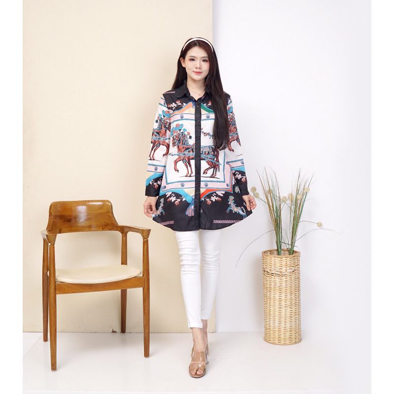 luna dress tunik wanita tunic kemeja sifon motif tunik