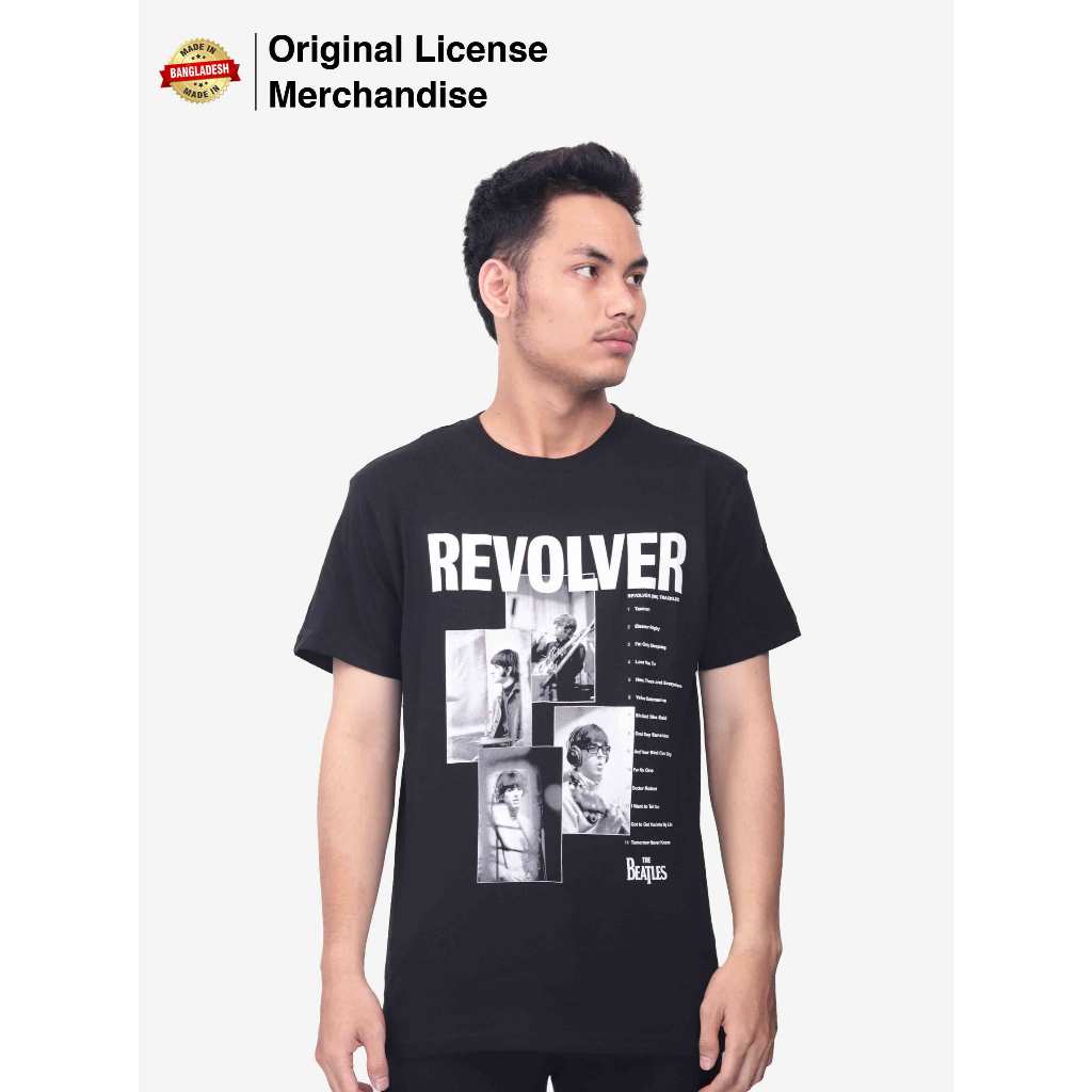 Kaos Baju Band Musik Pria Wanita Import Premium Katun Motif BEATLES Original Revolver 14 Tracklist