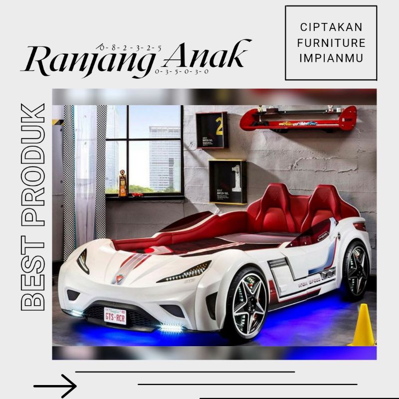 Tempat Tidur Anak Motif Mobil Sport, Kasur Murah Karakter Mobil Balap
