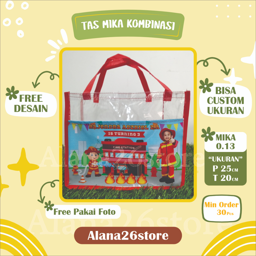 

tas ulang tahun kombinasi mika/muat box kfc/25x13x20/goodiebag/hampers/tas mika/tas ultah/souvenir