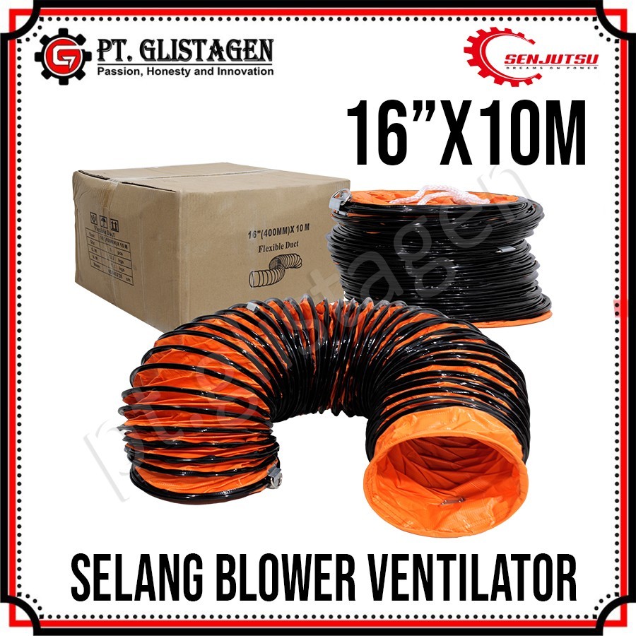 Selang Portable Ventilator Flexible Hose Exhaust Blower 16"x10M Senjutsu