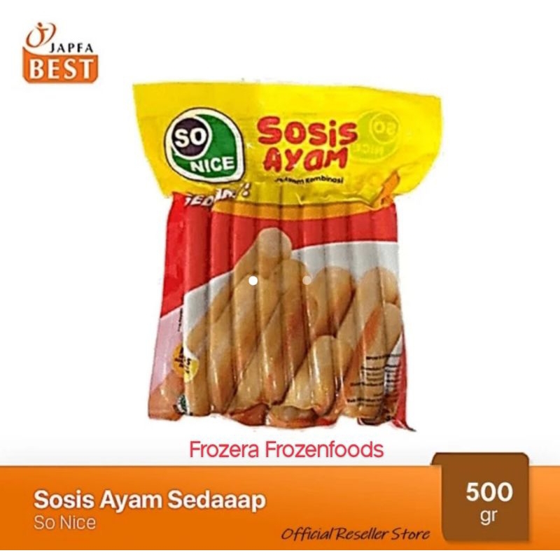 

[DIJAMIN FRESH] SO NICE Sosis Ayam 500gr / Frozenfoods Murah