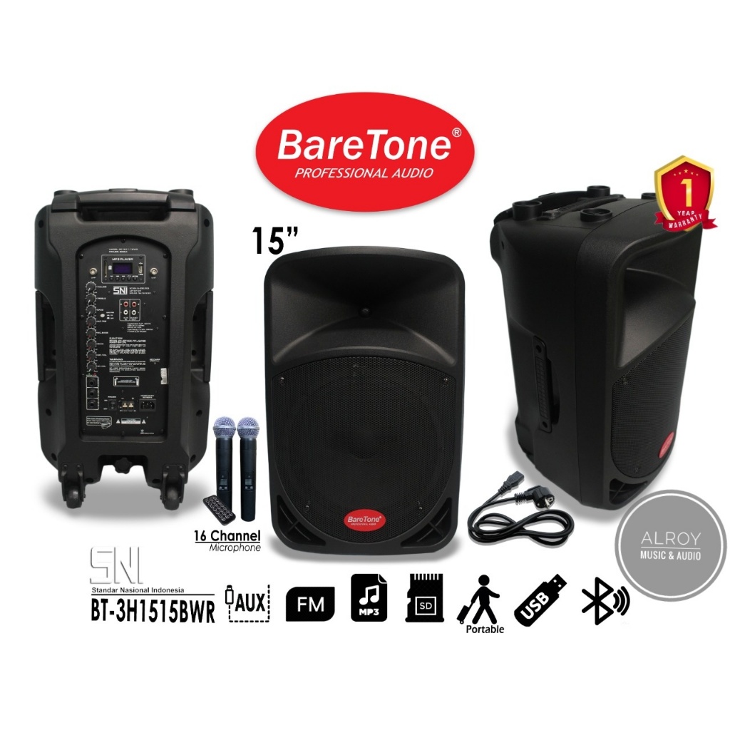 Speaker Portable Baretone 15" BT-3H1515BWR / 15BWR / BWR15