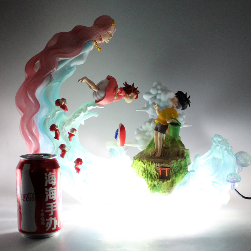 [ Foto Asli ] Statue Action Figure Ghibli Ponyo x Sosuke Emoji Studio Perfect Grade with LED Recast
