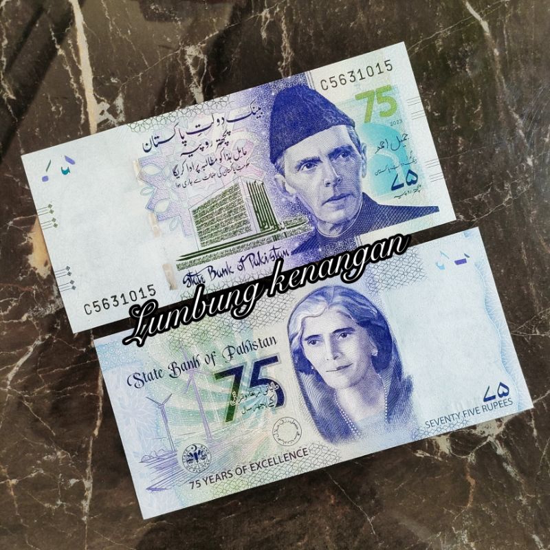 uang asing Pakistan 75 Rupees Commemorative