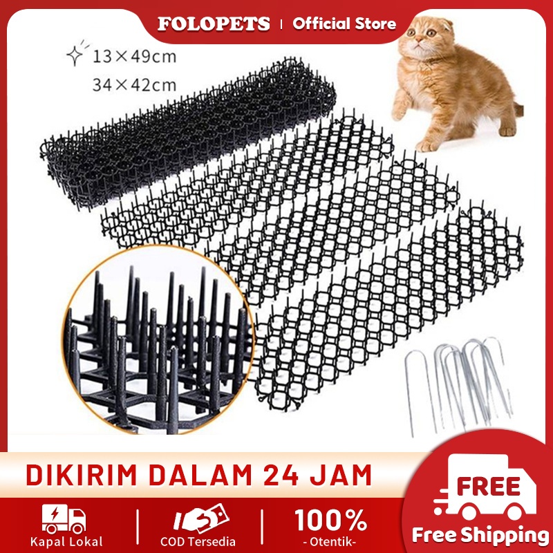 FOLOPETS Matras Paku Pengusir Kucing Duri Penolak Anjing Anti Hewan Garden Prickle Anti Cat Mat