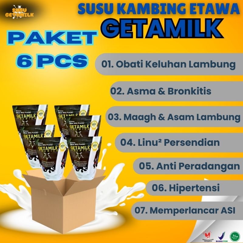 

Susu Kambing Etawa GETAMILK Halal BPOM (Harga 1 Paket isi 6)